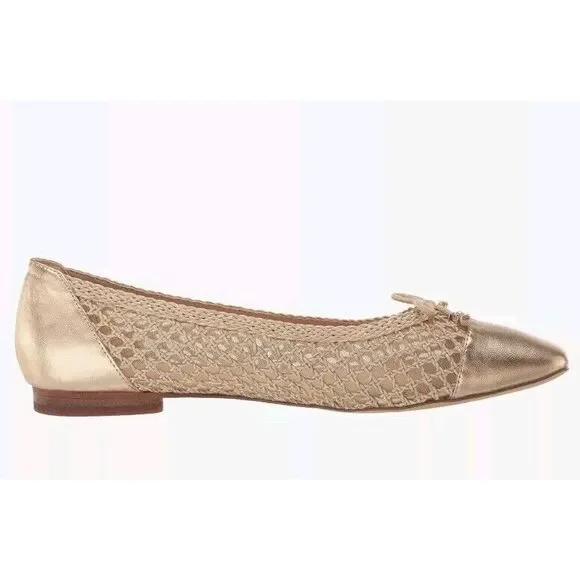 Sam Edelman May Bleached Natural Weave Gold Ballet Flats Women's Size 9.5 Square - Picture 5 of 8